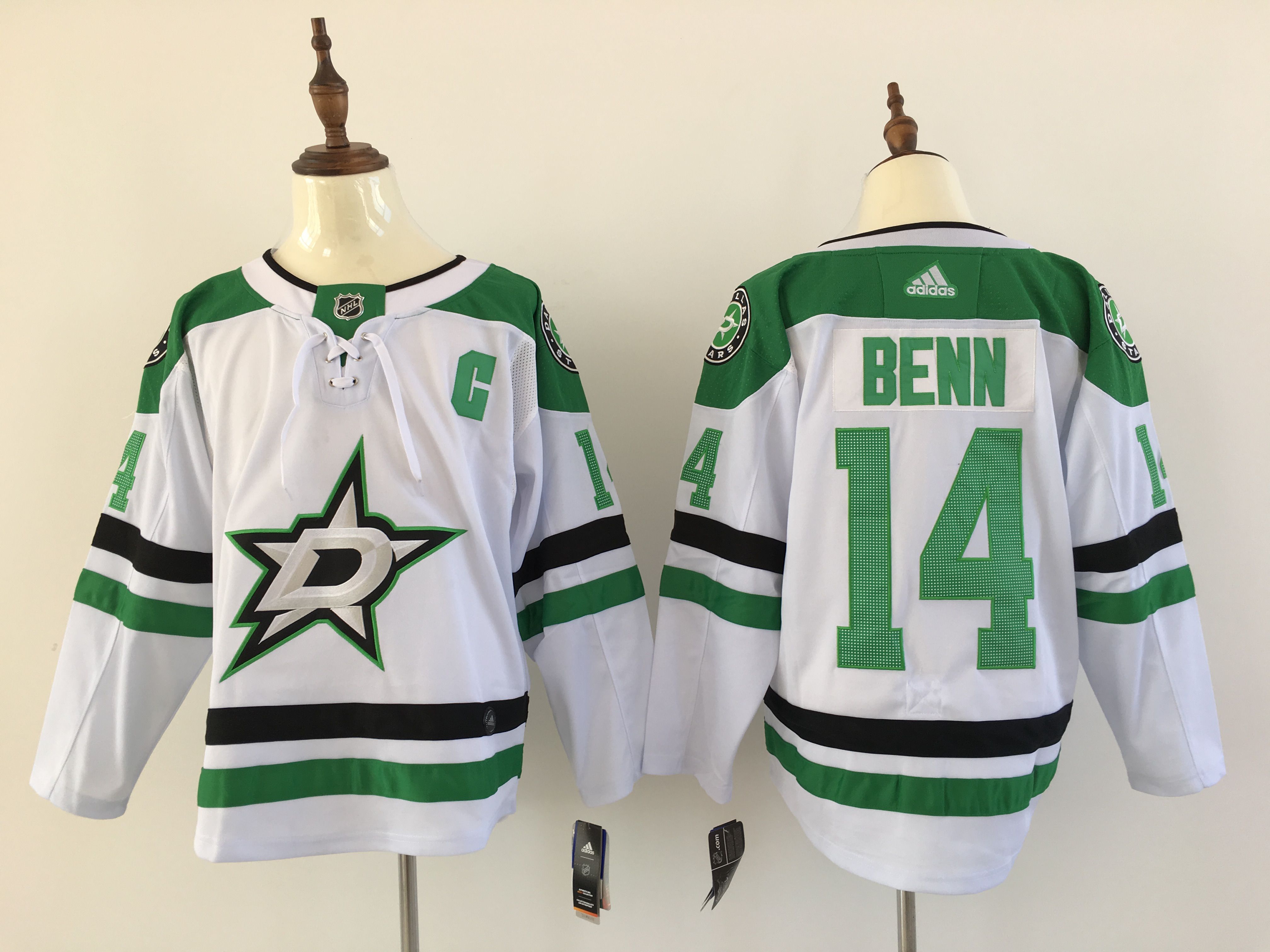 Men Dallas Stars 14 Benn White Hockey Stitched Adidas NHL Jerseys